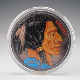 2002 Colorized Buffalo One Ounce Fine Silver Round