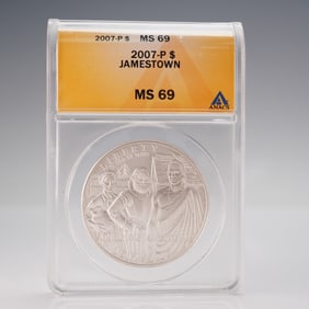 2007-P Jamestown Silver Commemorative Dollar, ANACS MS69