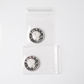 2pc 2003 1/2 Troy Ounce Five Dollar Silver Rounds