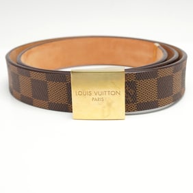 Louis Vuitton Belt, Damier Ebene Canvas with Gold-Tone Buckle