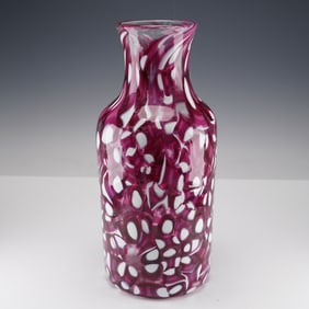 Contemporary Hand Blown Art Glass Vase, Signed Carl