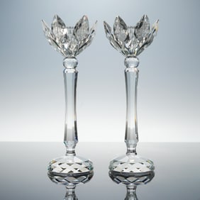 A Pair of Swarovski Crystal Tulip Candleholders