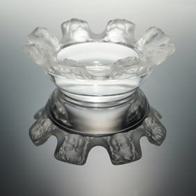 Lalique France Saint Nicholas Frosted Crystal Cherub Ashtray