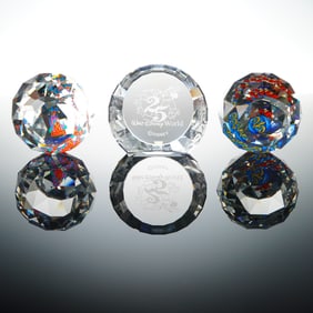 3pc Swarovski Crystal  Disney Park Anniversary Paperweights