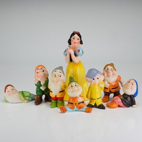 8 Snow White & Seven Dwarfs Figurine Set, Vintage Disney Japan