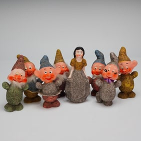 8 Snow White Composition Candy Container Ornaments Vintage German Disney