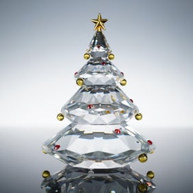 Swarovski Crystal Christmas Tree Figurine with Gold Star Finial