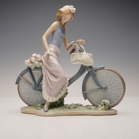 Lladro Porcelain Figurine, Biking in the Country 1005272