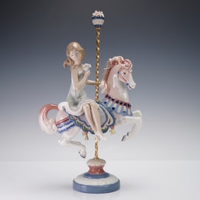 Lladro Porcelain Sculpture, Girl on Carousel 01001469