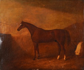 Henry Calvert (Attr.) Original Oil on Canvas, Racehorse Cadwell, Signed