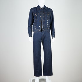 2pc D&G Dolce & Gabbana Italy Denim Studded Set