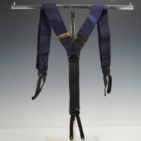 Burberrys Navy Suspender with Gold-Tone Adjusters