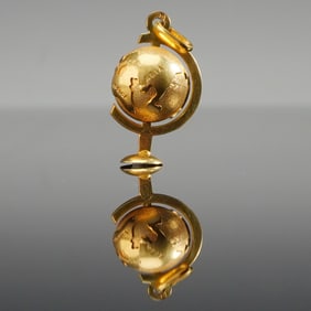 18K Gold Rotating Globe Pendant