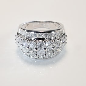 14K White Gold 3.00ctw Diamond Dome Ring