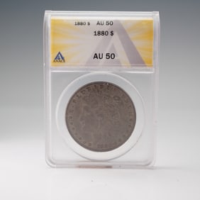 1880 Morgan Silver Dollar ANACS Graded AU-50 Coin