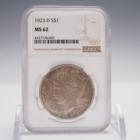 1923-D Peace Dollar NGC Graded MS-62