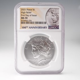 2021 Peace Dollar First Day Issue $1 Coin NGC Graded MS70