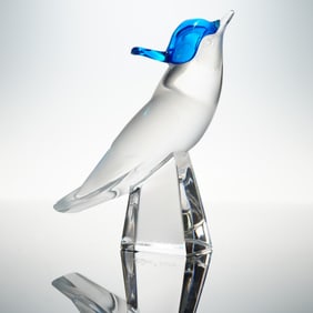 Lalique Crystal Figurine, Pimlico Blue Jay