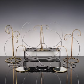 A Collection of 14 Gold Tone and Silver Tone Ornament Stands
