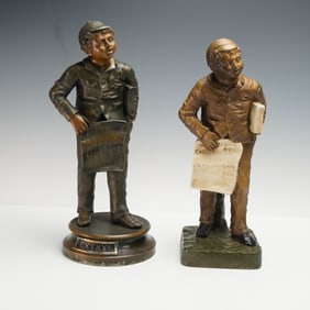 2pc Spelter Newspaper Boys Sculpture, Extry!