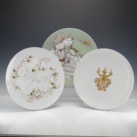 3pc Rosenthal Studio Linie by Bjorn Wiinblad Porcelain Decorative Plates