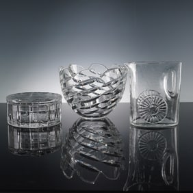 3pc Kosta Boda, Riedel, and Villeroy & Boch Crystal Decorative Collection