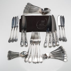 A Set of 36 Christofle Silver Plated Marly Flatware