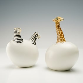 A Pair of Modern Mexican Folk Art Sculptures by J. Luiz Perez, Zebra