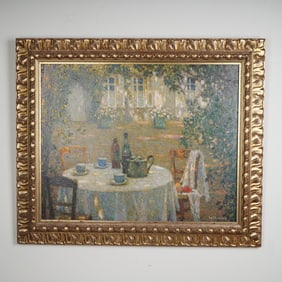 After Henri Le Sidaner, Hand-Enhanced Giclee on Canvas, Table in the Sun