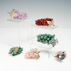 Coll. of Six Vintage Semi-Precious Stone Grape Cluster Pendants