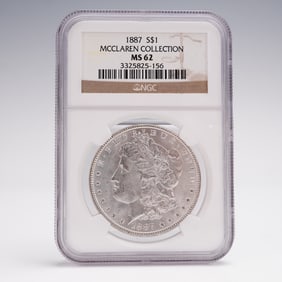 1887 Morgan Silver Dollar NGC Graded MS 62 McClaren Collection