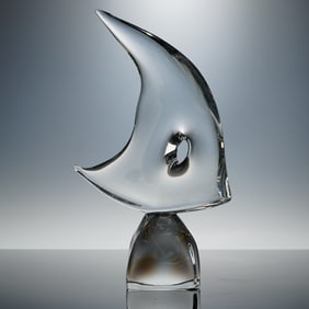 Daum France Crystal Angel Fish Sculpture