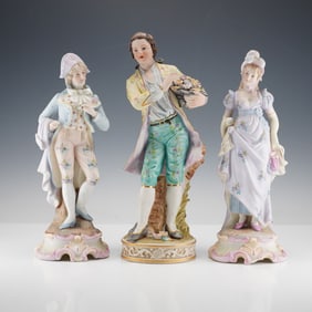 3pc Rococo Style Porcelain Figurines