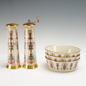 5pc Lenox Lido Dinnerware, Salt Mill, Pepper Mill, & Individual Salad Bowls