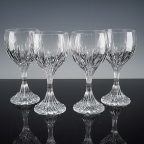4pc Baccarat Crystal Water Goblets, Massena