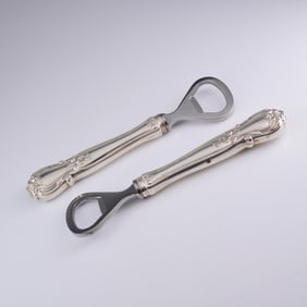A Pair of WEB Sterling Handle and Stainless Steel Bottle Openers