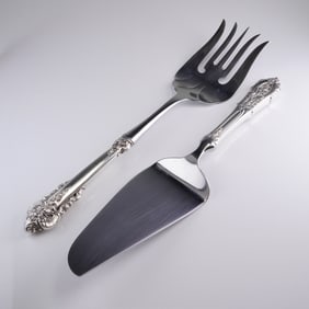 A Pair of Wallace Grande Baroque Sterling Handle Serving Utensils