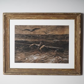 F. R. H. Nothe, Original Pastel on Paper after Emile Renouf Adrift, Signed