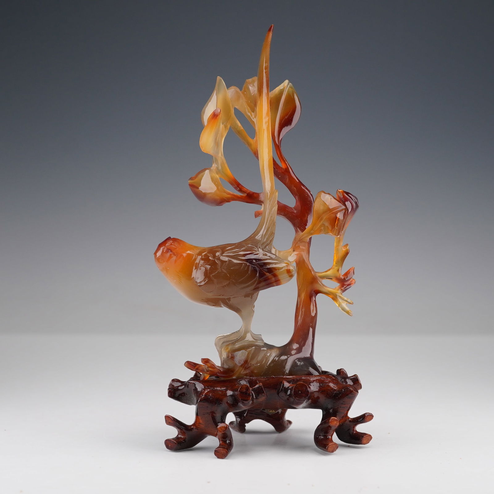 Chinese Carved Carnelian Agate Phoenix Bird Figurine (1 of 4)