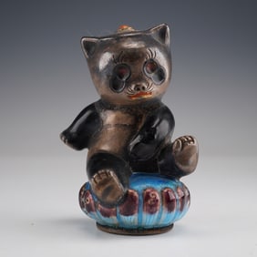 Panda Snuff Bottle with Enamel Decoration