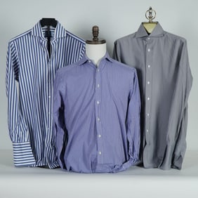 3pc Hilditch & Key and Thomas Pink Men's Striped Dress Shirts