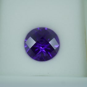 10.00 CT Violet Cubic Zirconia Round Checkerboard Cut Gemstone