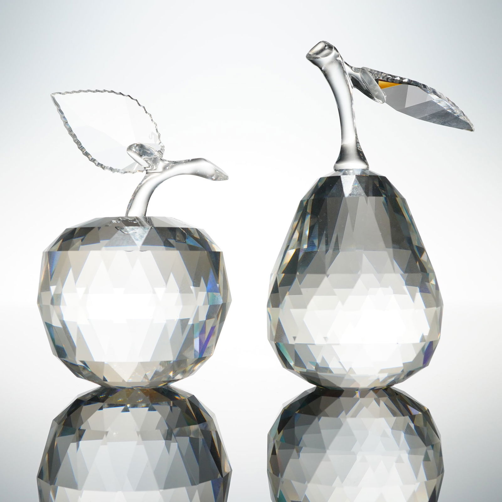 2pc Swarovski Crystal Figurines, Apple and Pear