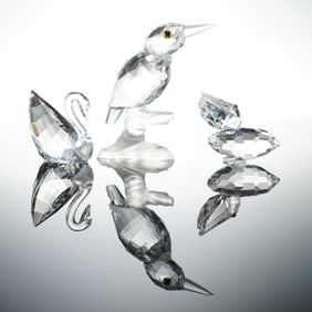 3pc Swarovski Crystal Bird Figurines
