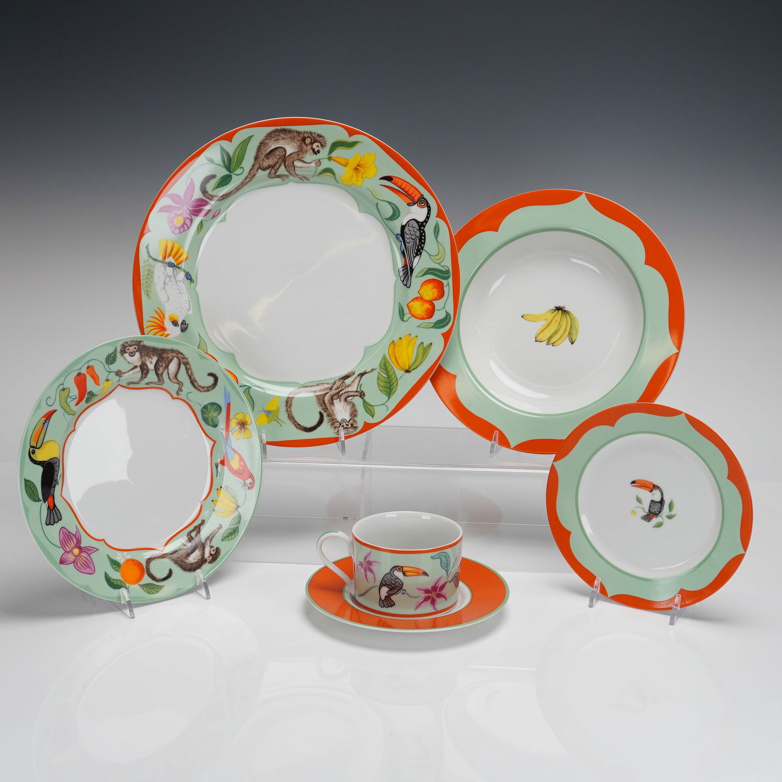 Coll. of Six Pieces of Lynn Chase Monkey Business Porc. Tableware (1 of 4)