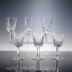 A Set of Six Waterford Lismore Crystal Water Goblets