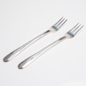 A Pair of H. & T. MFG. CO. Meadow Flower Silverplate Forks