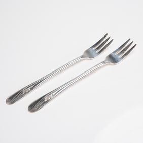 A Pair of Holmes & Tuttle Silverplate Meadow Flower Pattern Forks