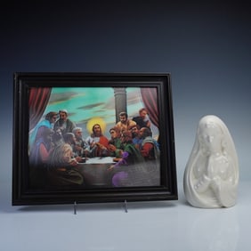 2pc Virgin Mary Planter & Lenticular Jesus Picture