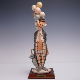 Pucci Clown Figurine with Balloons on Wood Base